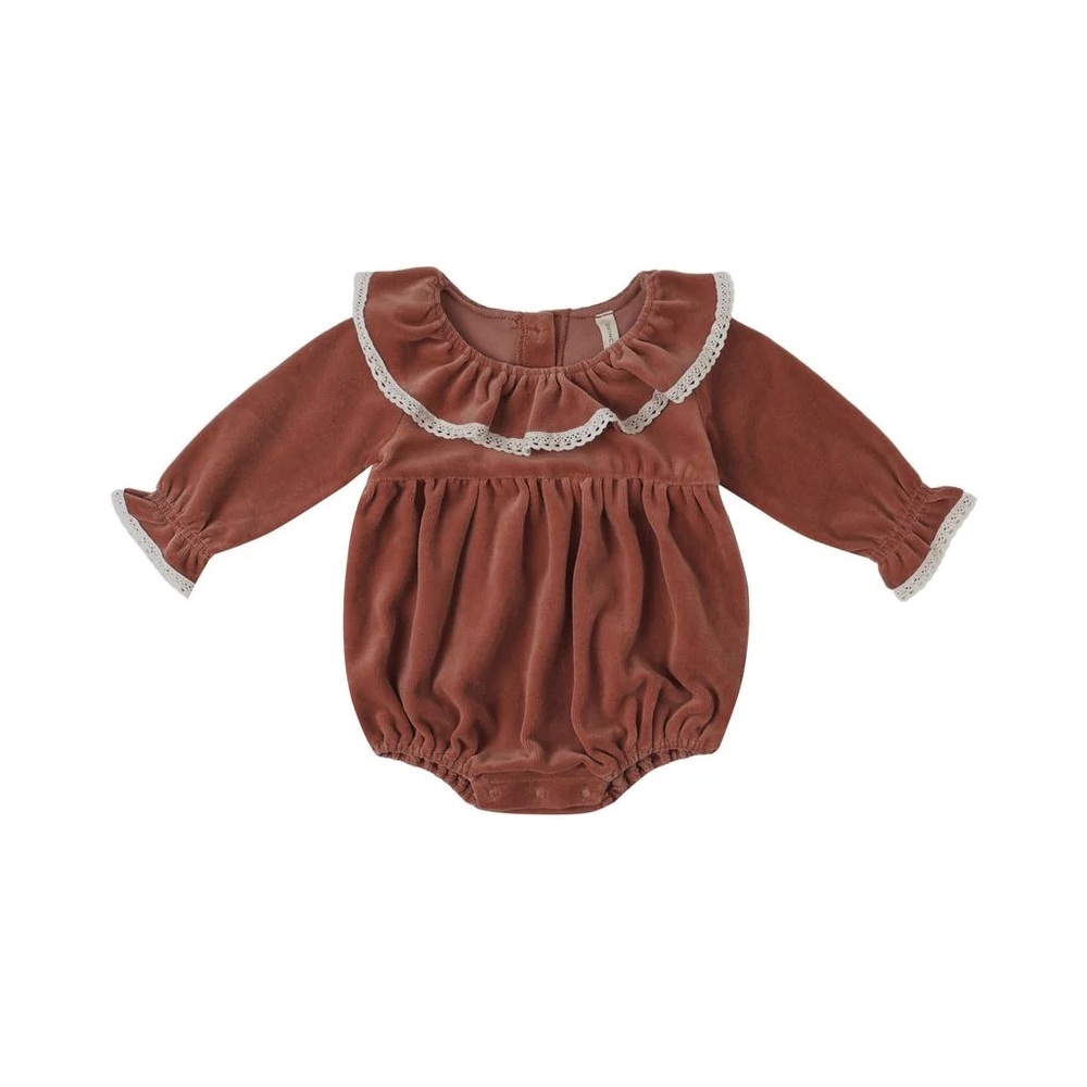 Quincy Mae cranberry Baby Romper with Lace Detail 18-24 mo